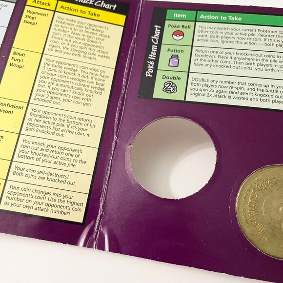 Vtg 1999 Hasbro Pokemon Battling Coin Game Incomplete Missing Coin - Picture 15 of 16